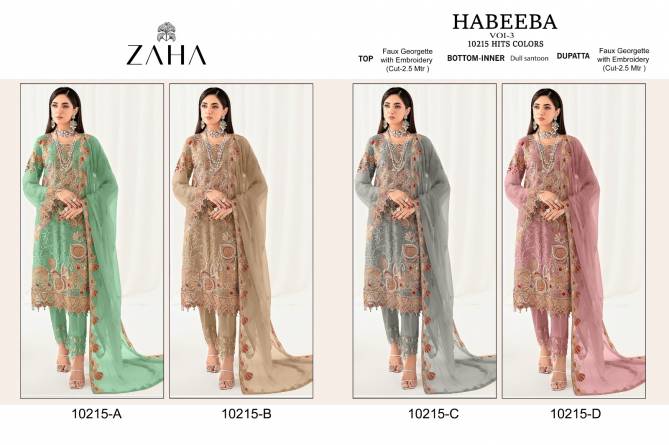 Habeeba Vol 3 By Zaha A To D Wholesale Georgette Pakistani Suits Wholesale Shop In Surat

